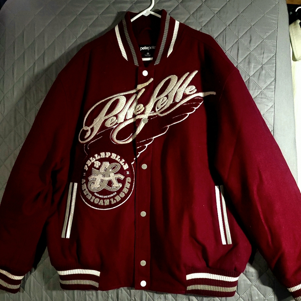 Pelle Pelle Men's Burgundy Bomber Jacket Vintage New Condition 3XL
